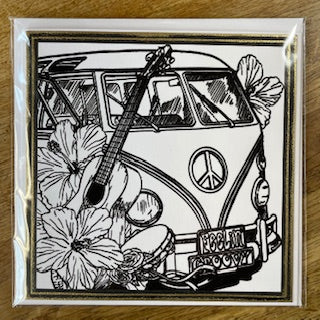CraftyLu Handmade Greetings Card - Feelin' Groovy Camper Van