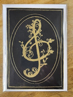 CraftyLu Handmade Greeting Card - Embossed Treble Clef Flourish