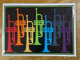 CraftyLu Handmade Greeting Card - Rainbow Trumpet