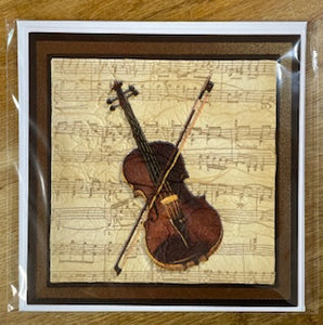 CraftyLu Handmade Greeting Card - Violin on Stave