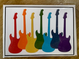 CraftyLu Handmade Greeting Card - Rainbow Guitar