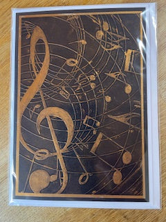 CraftyLu Handmade Greeting Card - Embossed Treble Clef