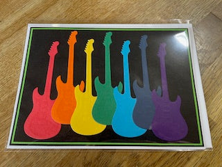 CraftyLu Handmade Greeting Card - Rainbow Guitar