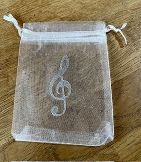 CraftyLu Organza with Treble Clef Drawstring Bag