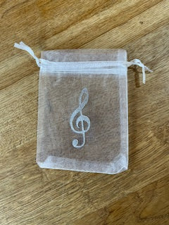 CraftyLu Organza with Treble Clef Drawstring Bag