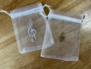 CraftyLu Organza with Treble Clef Drawstring Bag