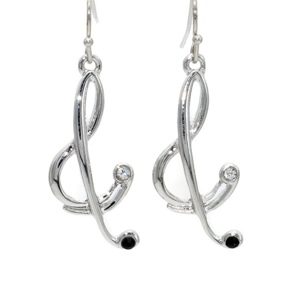 Silver Plated Stylised Treble Clef Earrings