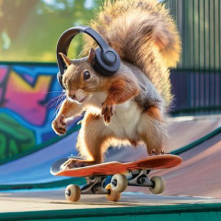 Greeting Card - Skating Squirrel