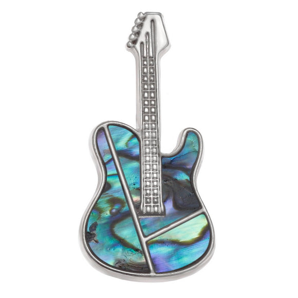 Tide Jewellery Inlaid Paua Shell Guitar Pin Badge