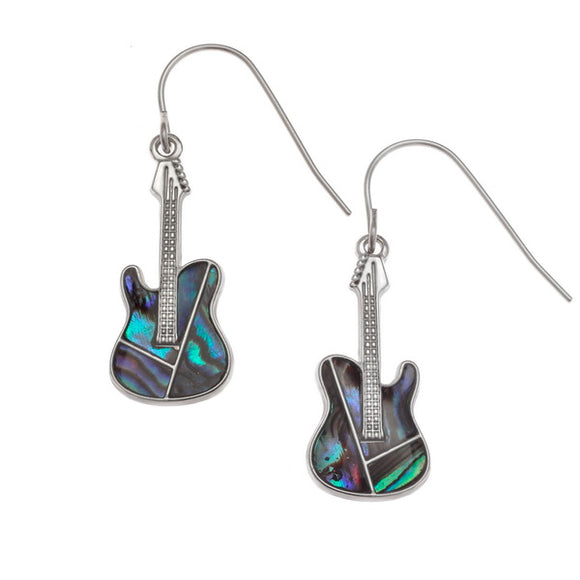 Tide Jewellery Inlaid Paua Shell Guitar Earrings