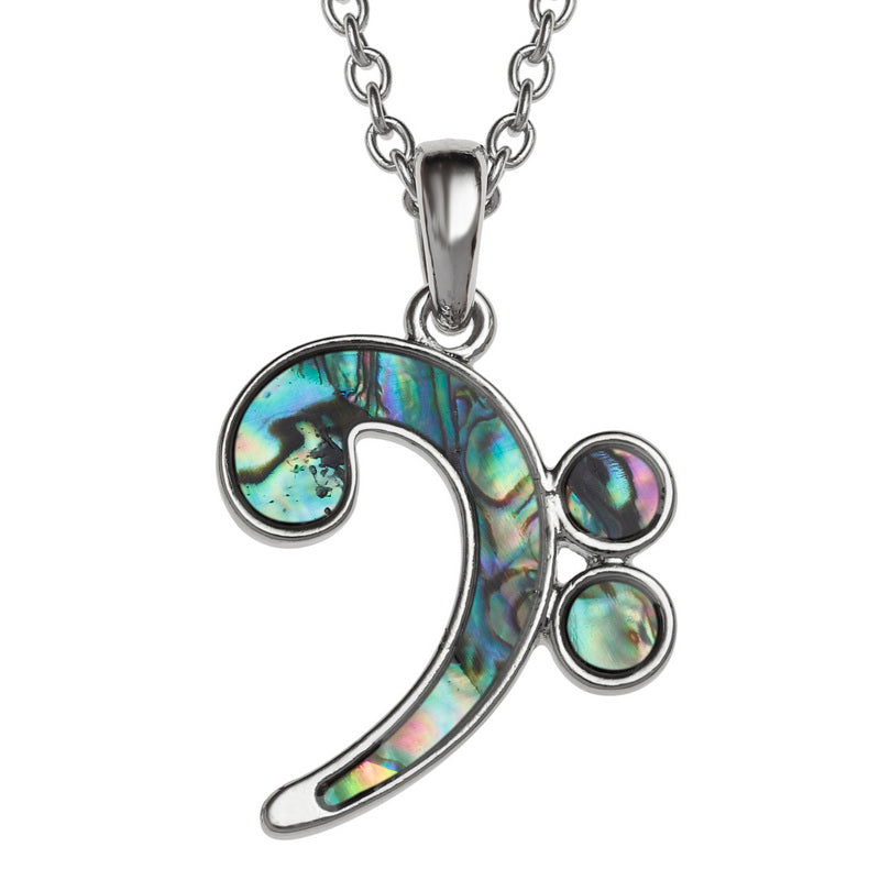 Tide Jewellery Inlaid Paua Shell Bass Clef Necklace