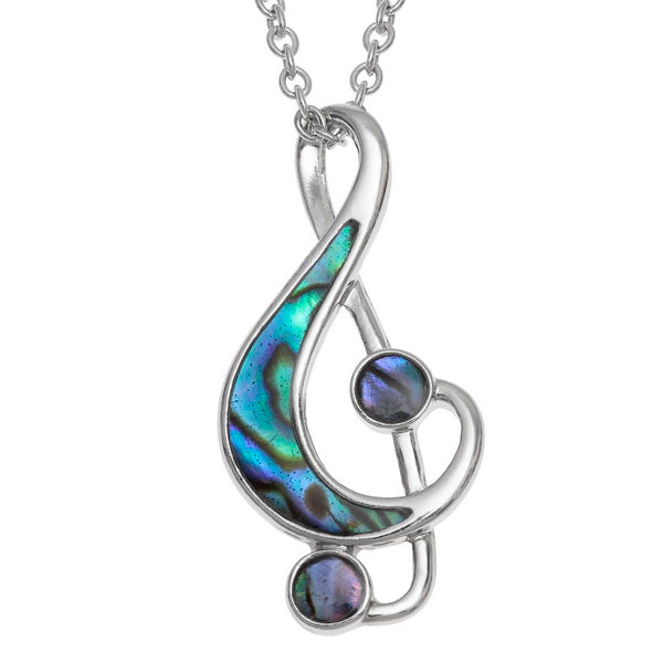 Tide Jewellery Inlaid Paua Shell Treble Clef Necklace