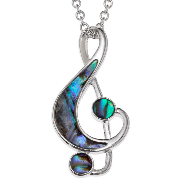 Tide Jewellery Inlaid Paua Shell Treble Clef Necklace