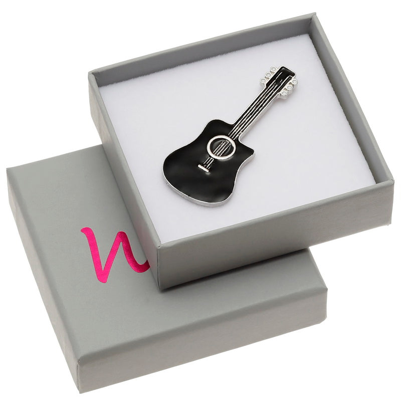 Black Acoustic Guitar Pin Badge