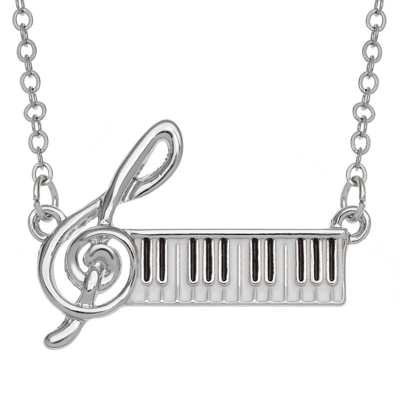 Keyboard with Treble Clef Necklace
