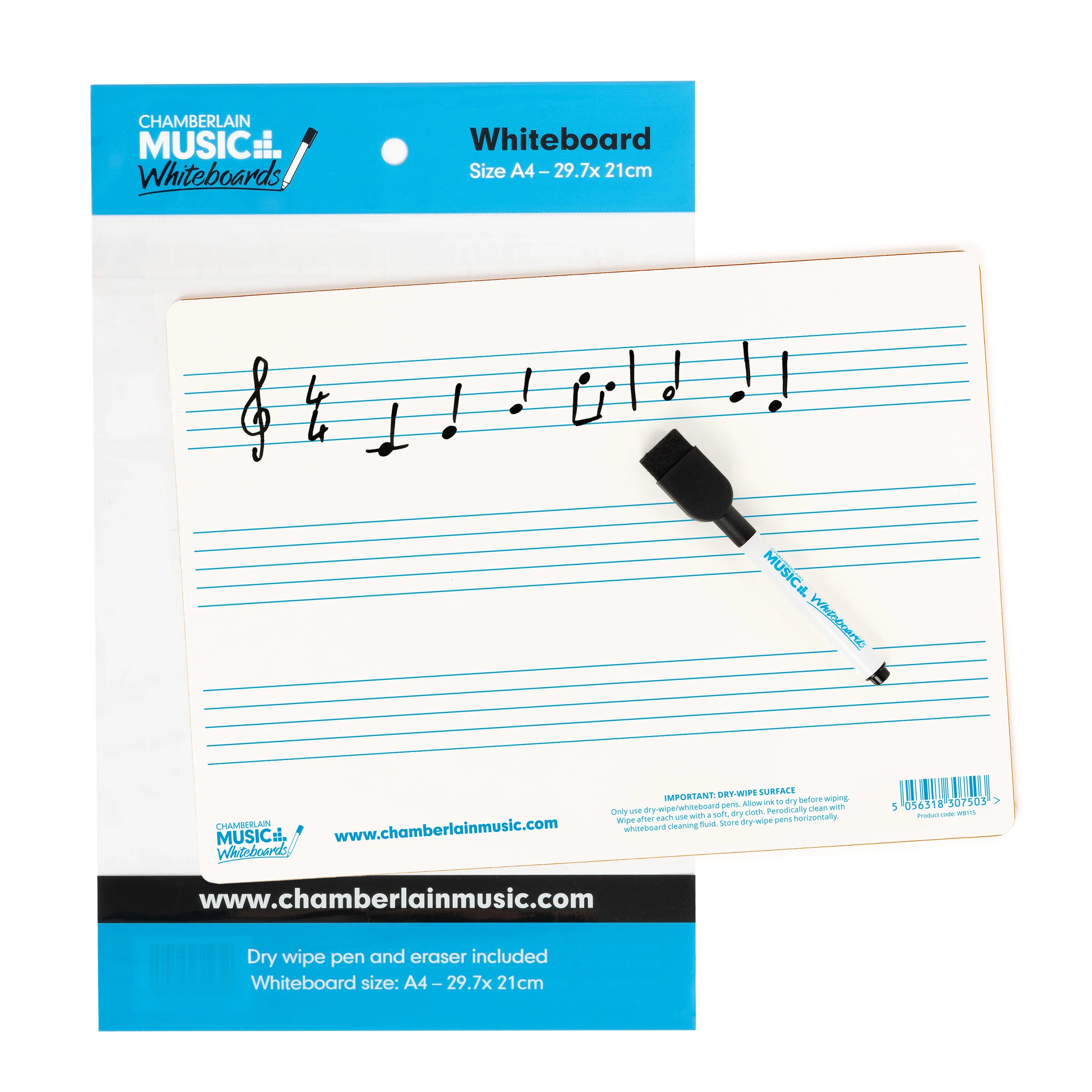 Chamberlain Music A4 mini dry-wipe music whiteboard