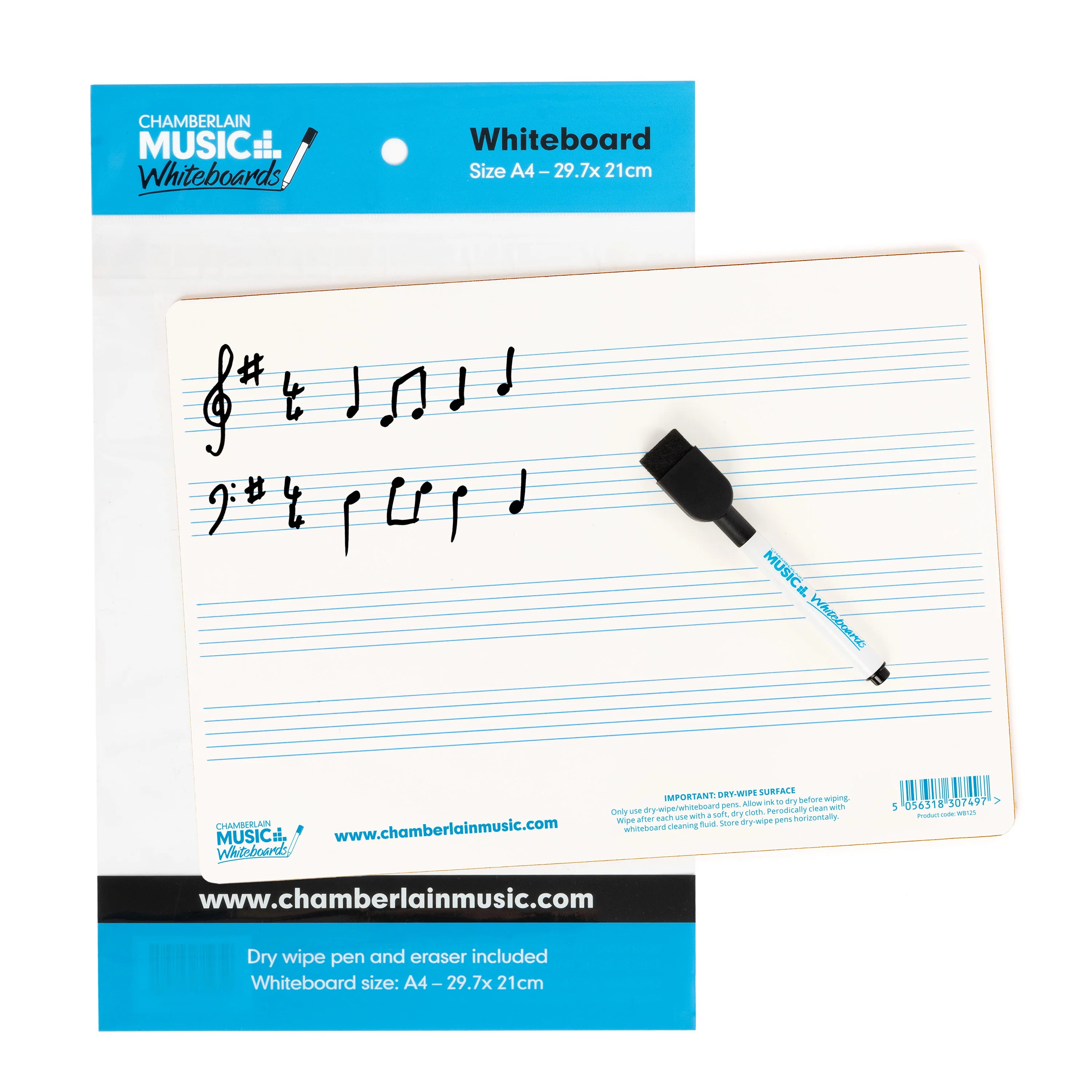 Chamberlain Music A4 mini dry-wipe music whiteboard