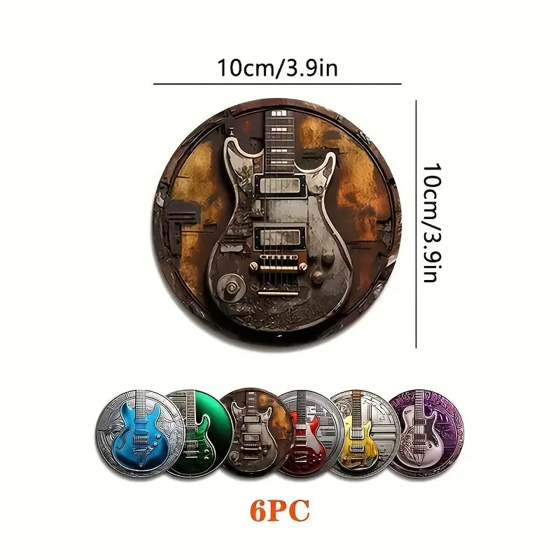 6pcs Set of Wooden Guitar Coasters