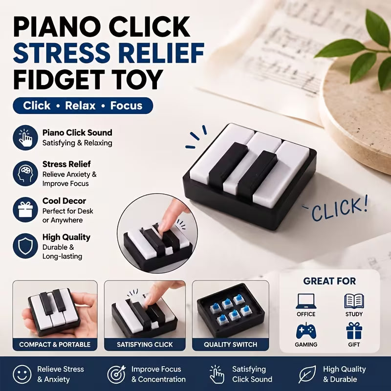3D Printed PLA Material Five-Keyboard Piano Shaped Relax Clicker