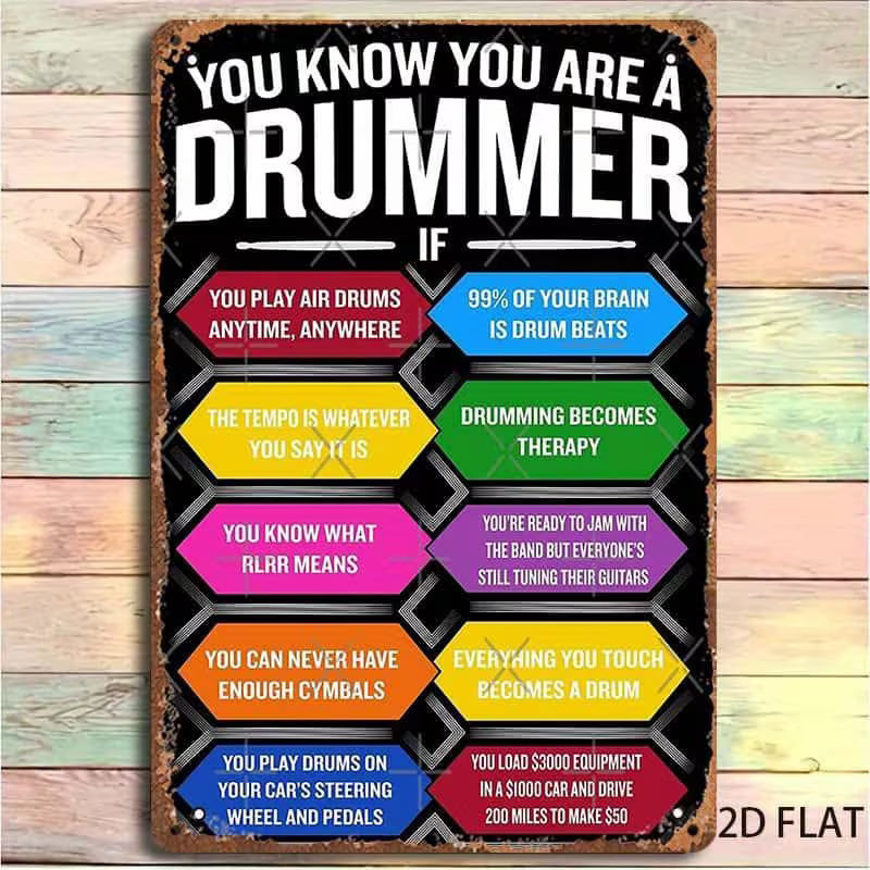 Retro Funny Drummer Quote Metal Sign