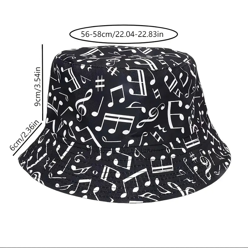 Music Note Print Bucket Hat