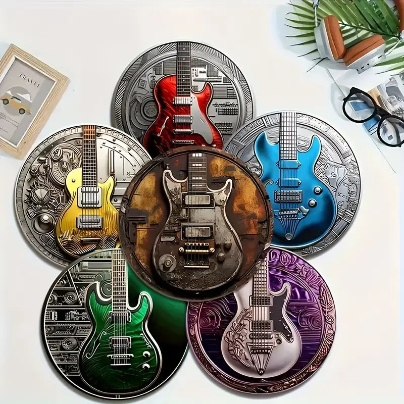 6pcs Set of Wooden Guitar Coasters