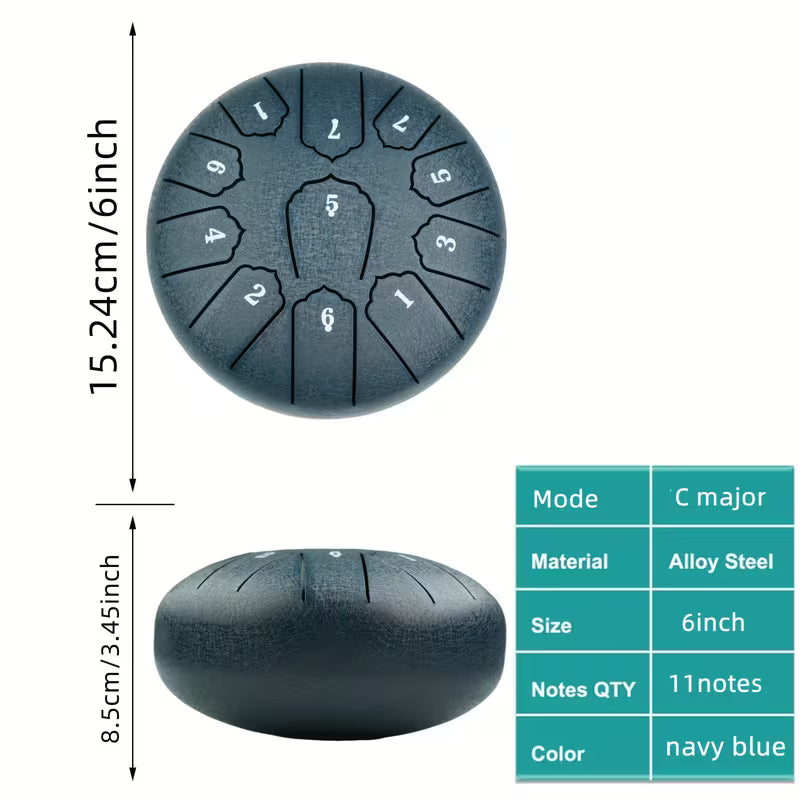 Steel Tongue Drum - 6 inch, 11 Notes