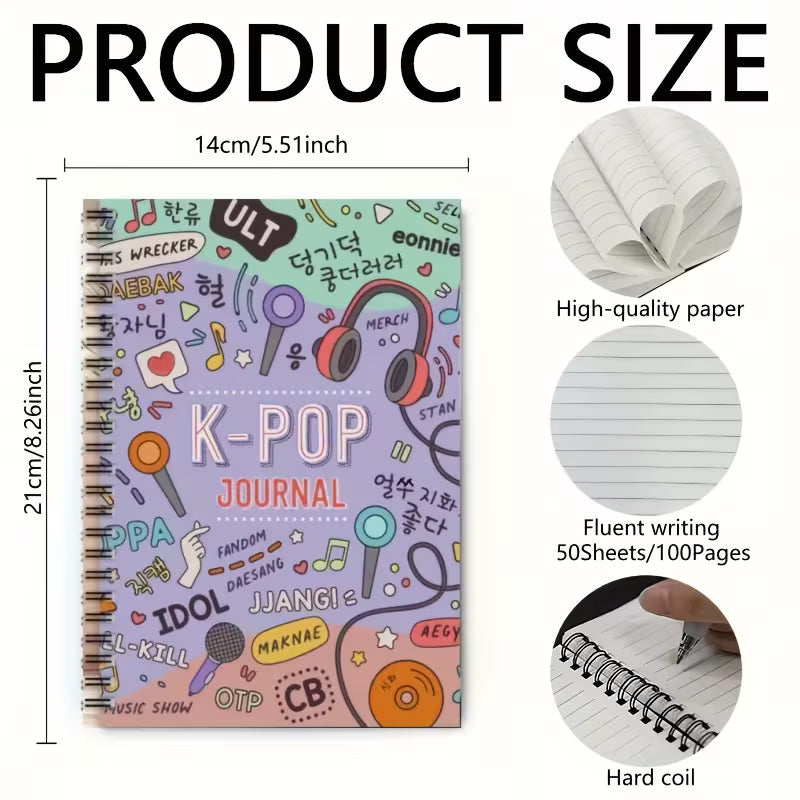 K-Pop Spiral Notebook (Headphones and Music)