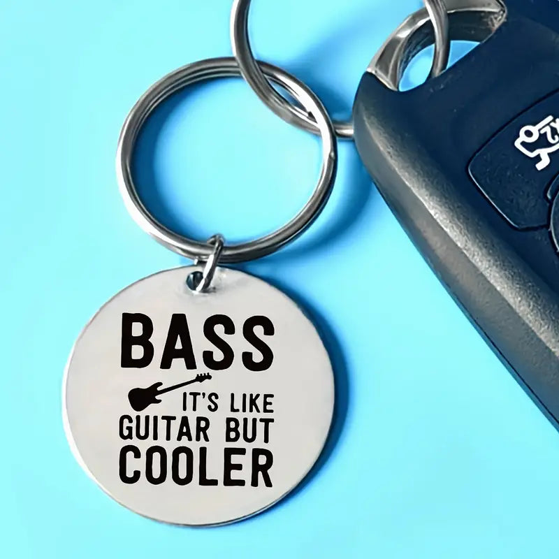 Stainless Steel Bass Guitar Keyring