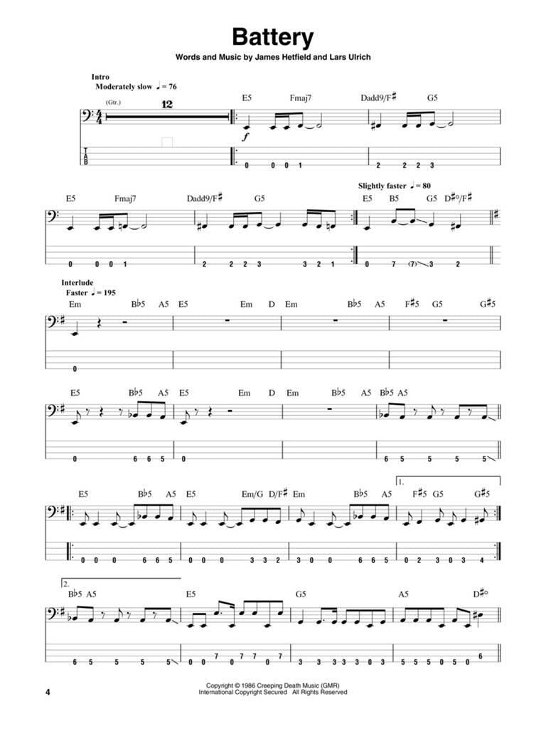 Metallica: 1983-1988 Bass Play-Along