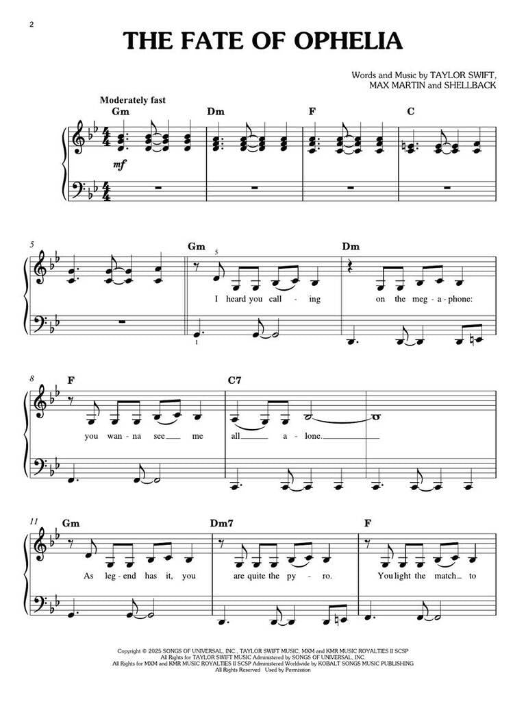 Taylor Swift - The Life Of A Showgirl - Easy Piano