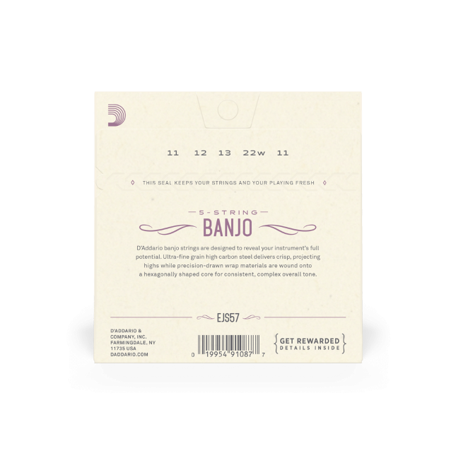 Banjo D'Addario 11-22 Custom Medium, 5-String, Stainless Steel