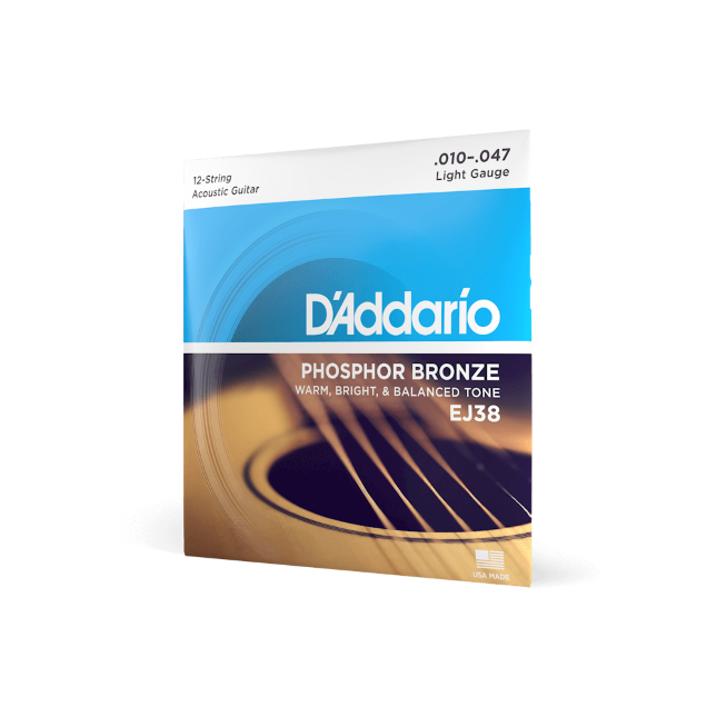 D'addario10-47 Light 12-String, Phosphor Bronze Acoustic Guitar Strings