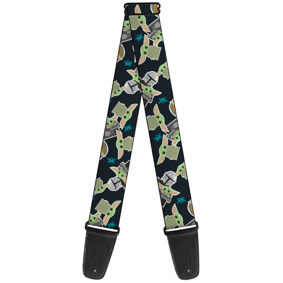 Licensed The Child and Frog Icons Navy Guitar Strap