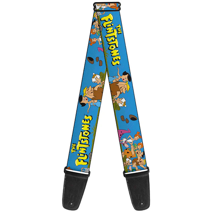 The Flintstones Group Pose Blue Guitar Strap