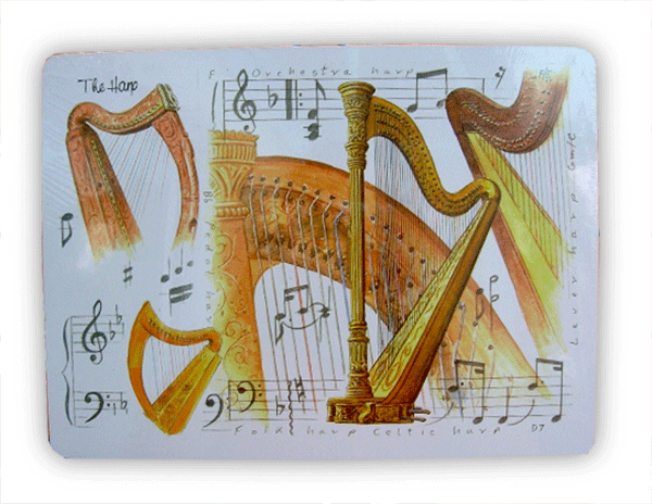 Set of 4 Cork Backed Placemats - Harp