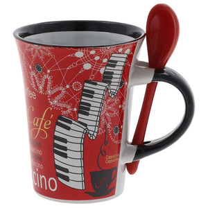 Cappuccino With Spoon Mug Red Piano
