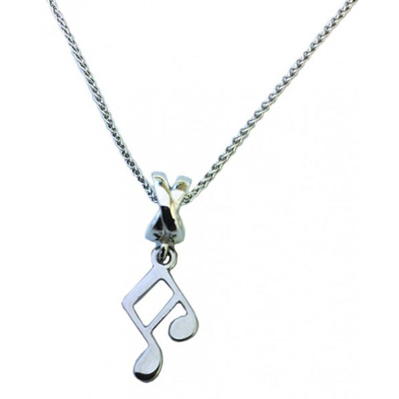 Small Double Quavers Sterling Silver Pendant