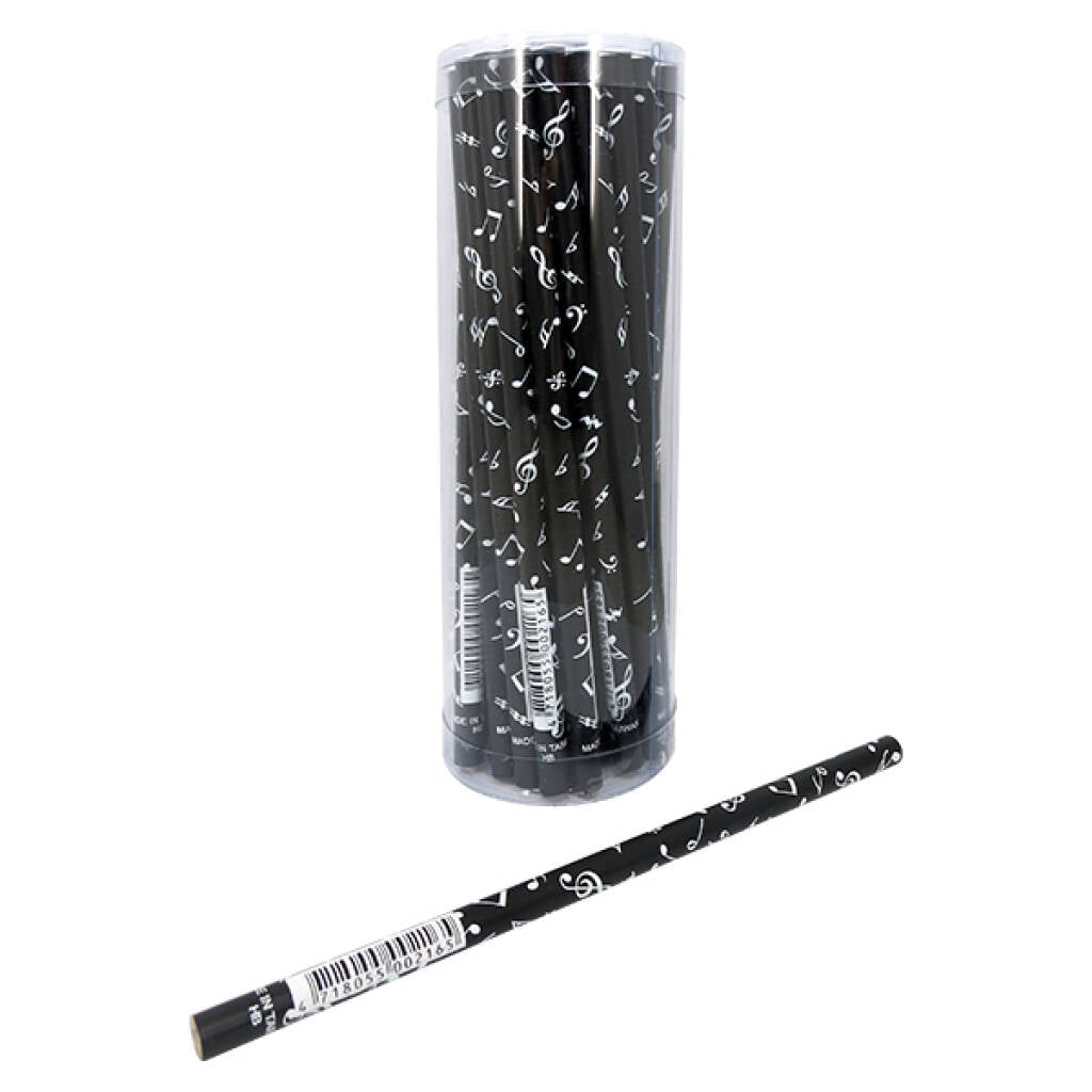 Black With White Music Notes Hb Pencil