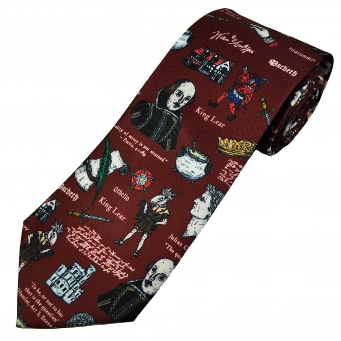 Shakespeare Polyester Tie - Plays and Quotes