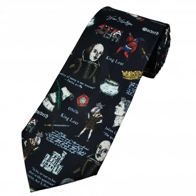 Shakespeare Polyester Tie - Plays and Quotes