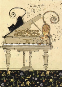 Bug Art Greetings Card Piano Cats