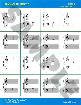 My First Piano Adventure: Flashcard Sheets