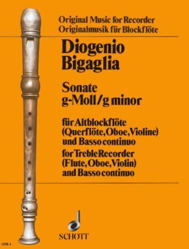 Bigaglia, Diogenio.: Sonata in G Minor Treble Recorder