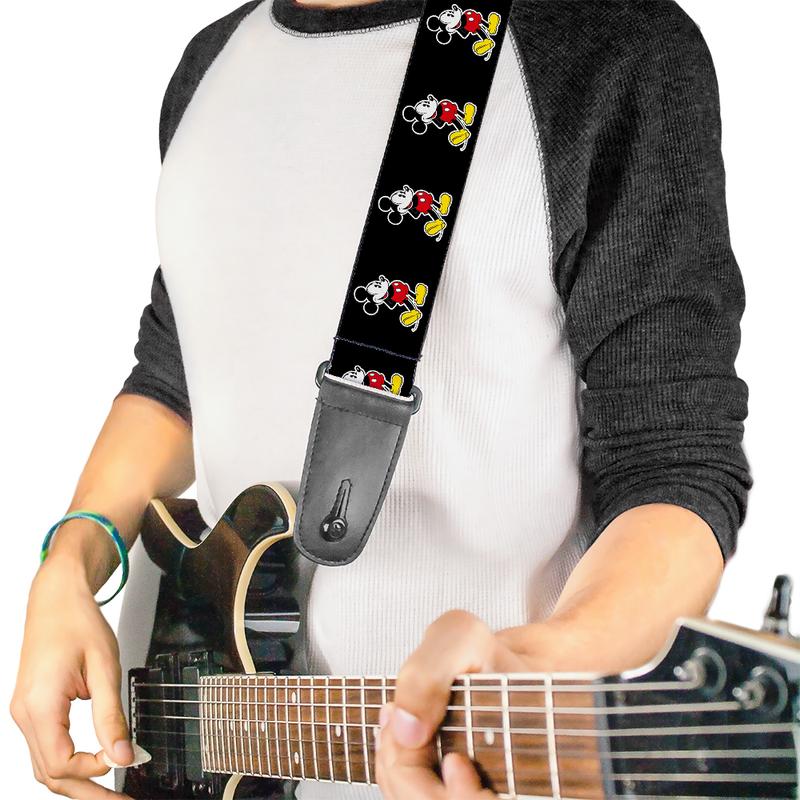 Licensed Classic Mickey Mouse Pose Black Guitar Strap