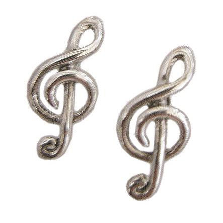 Sterling Silver Earrings Treble Clef