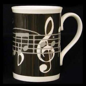 Bone China Mug - White and Grey Music Stave