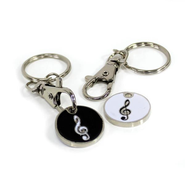 Keyring Trolley Token: Treble Clef B/W