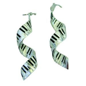 Silver-plated Spiral Keyboard Earrings