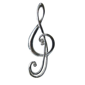 Silver-plated Treble Clef Brooch